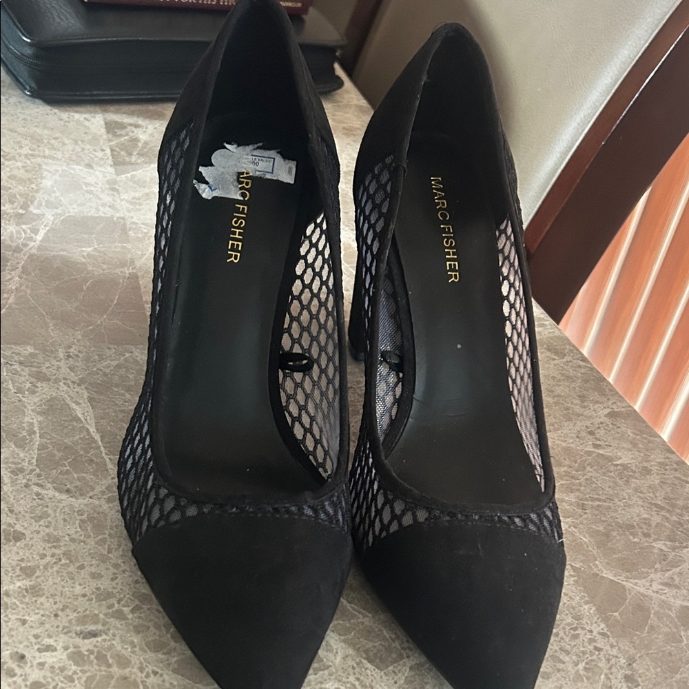 Marc Fisher Black Mesh Heels